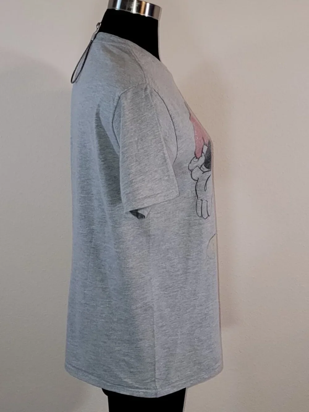 Disney Mickey Mouse Santa Hat Christmas Graphic T-Shirt Gray Women's Medium